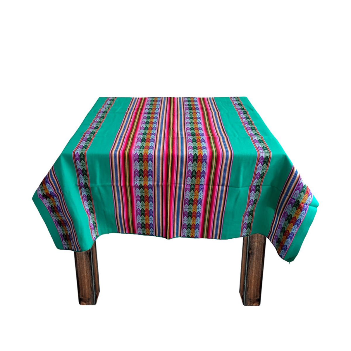 GENERICO - Manta Mantel Con Lineas Aguayo Andino 1.20 X 1.10 Cm Turquesa