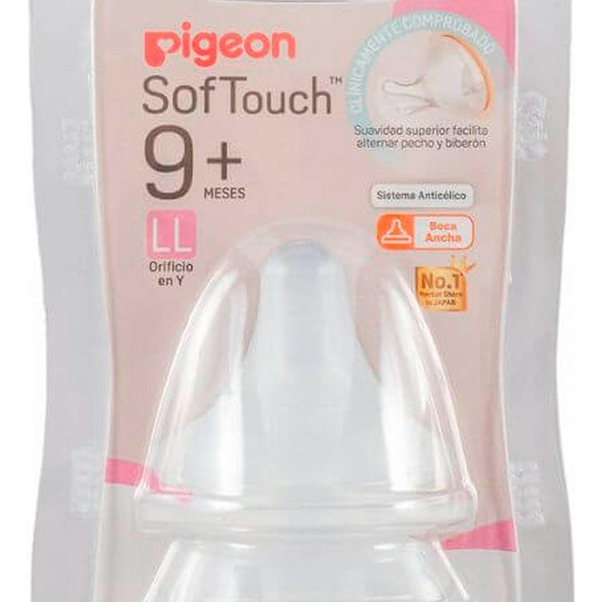 PIGEON - Tetinas Pigeon  Softouch Boca Ancha  9+ M  Talla Ll Pack  2