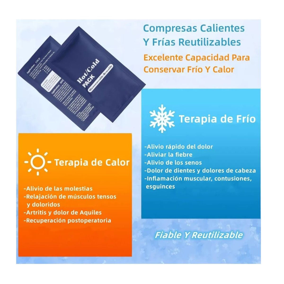 GENERICO - Compresa Gel Frio Calor Golpes Lesiones Reutilizable 27x13cm