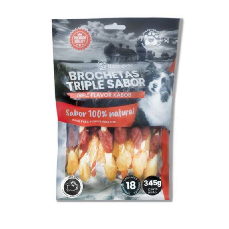 BUEN AMIGO - Brochetas Happypets Triple Sabor Para Perros 18 Und