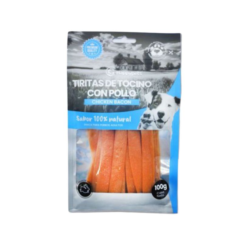 BUEN AMIGO - Snack Happypets Tiritas De Tocino Con Pollo 100 Gr