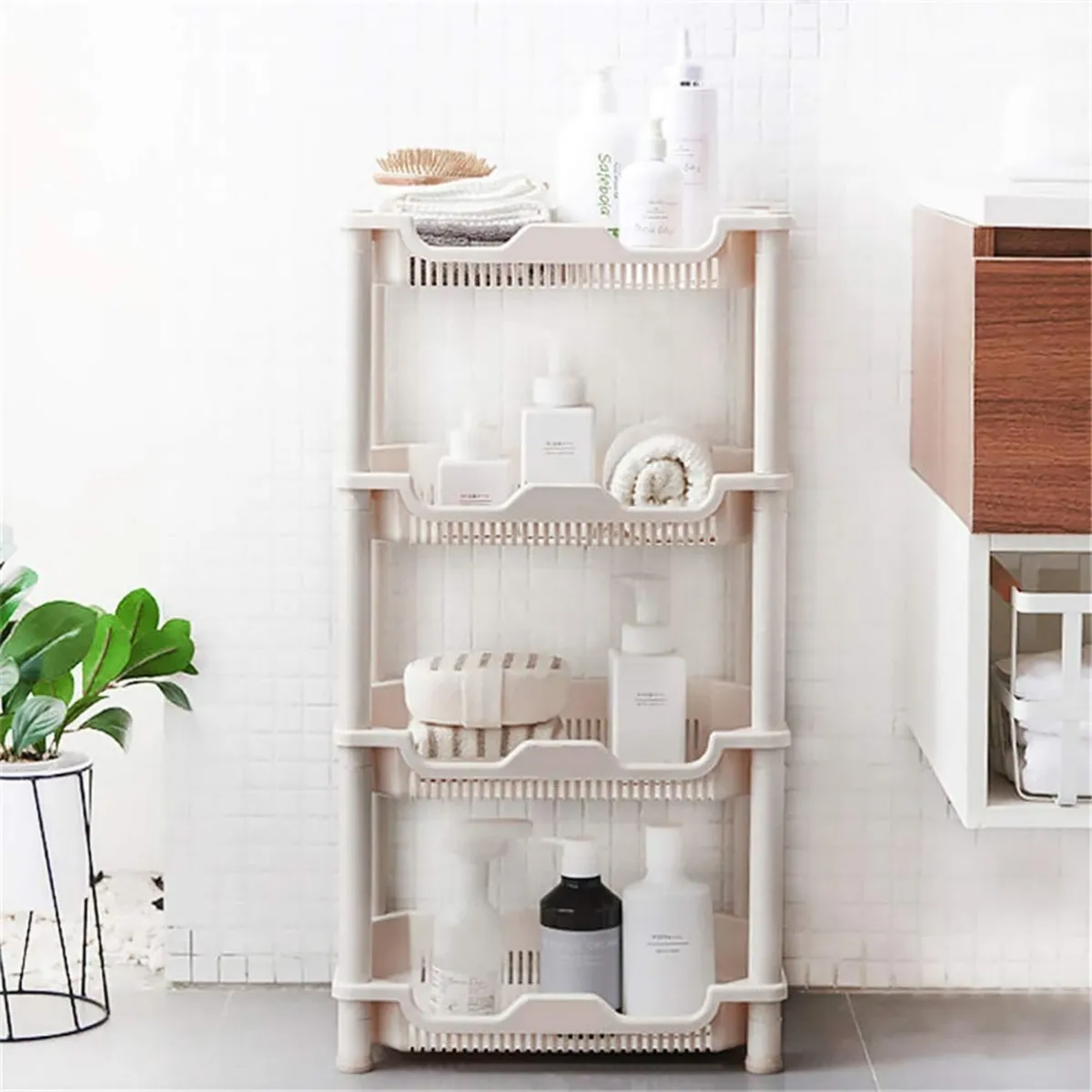 HOMESTAR - Carro Organizador Blanco 4 Niveles para Baños Cocinas Oficinas