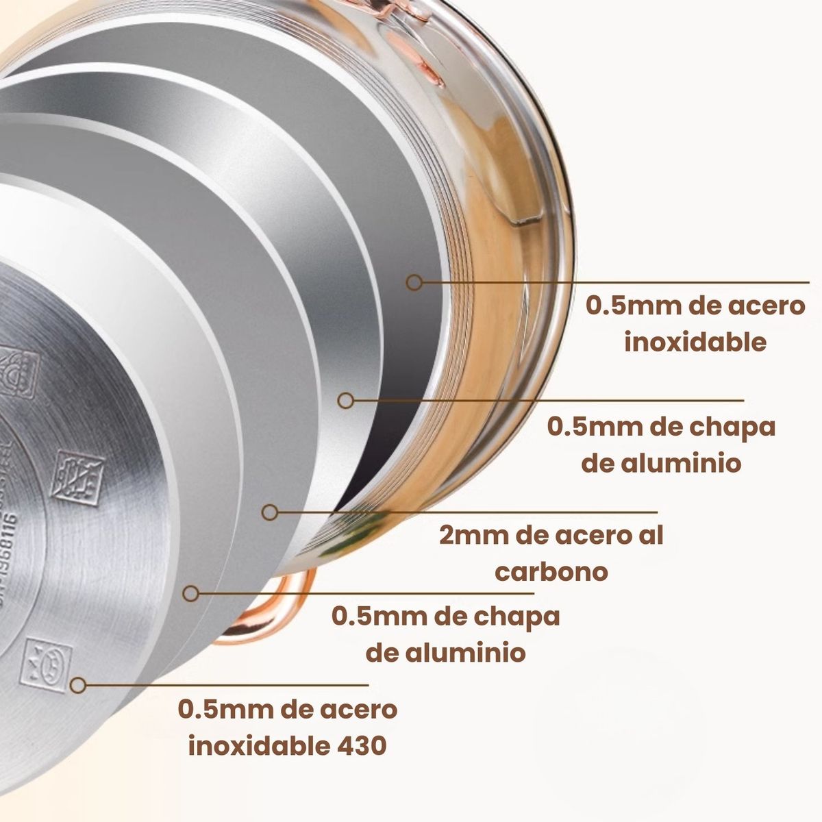 HOMESTAR - Olla de Acero Inoxidable con Tapa de Vidrio Talla L