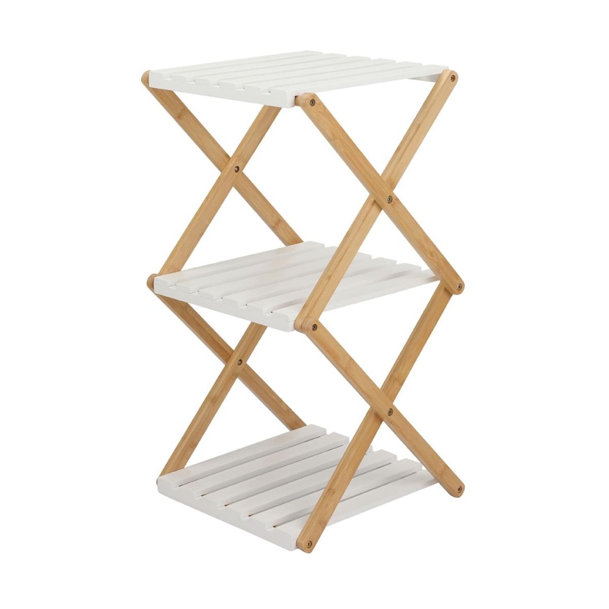 HOMESTAR - Estante Zapatero Plegable Madeta Bambú Tres Niveles