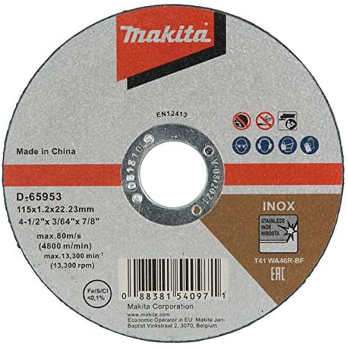 MAKITA - Disco Corte 115x12x2223 AC INOX WA46R Makita D-65953