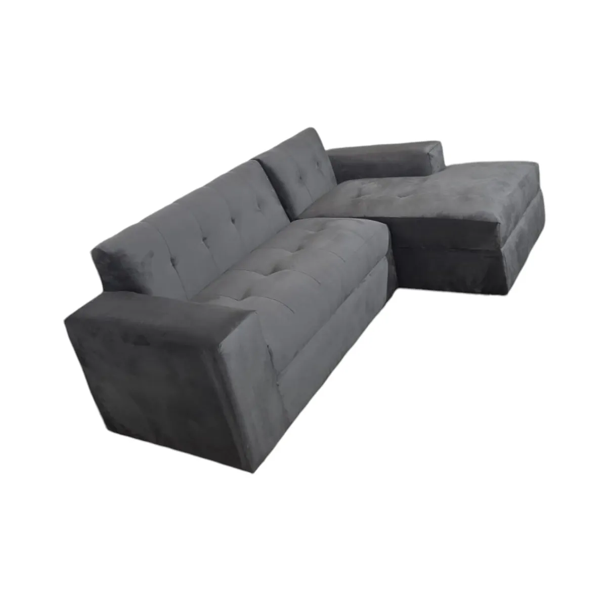 DISEÑOS VALESTRINI - SECCIONAL DERECHO FELPA GRIS OSCURO