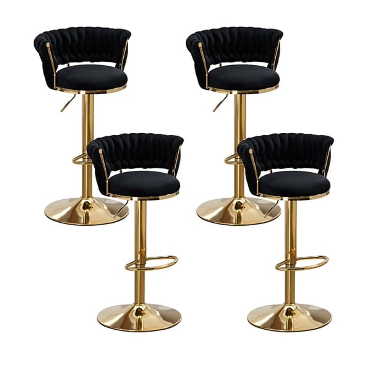 CORI CORI - Pack 4 Taburetes Queen Velvet Gold Negro