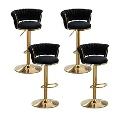 CORI CORI - Pack 4 Taburetes Queen Velvet Gold Negro