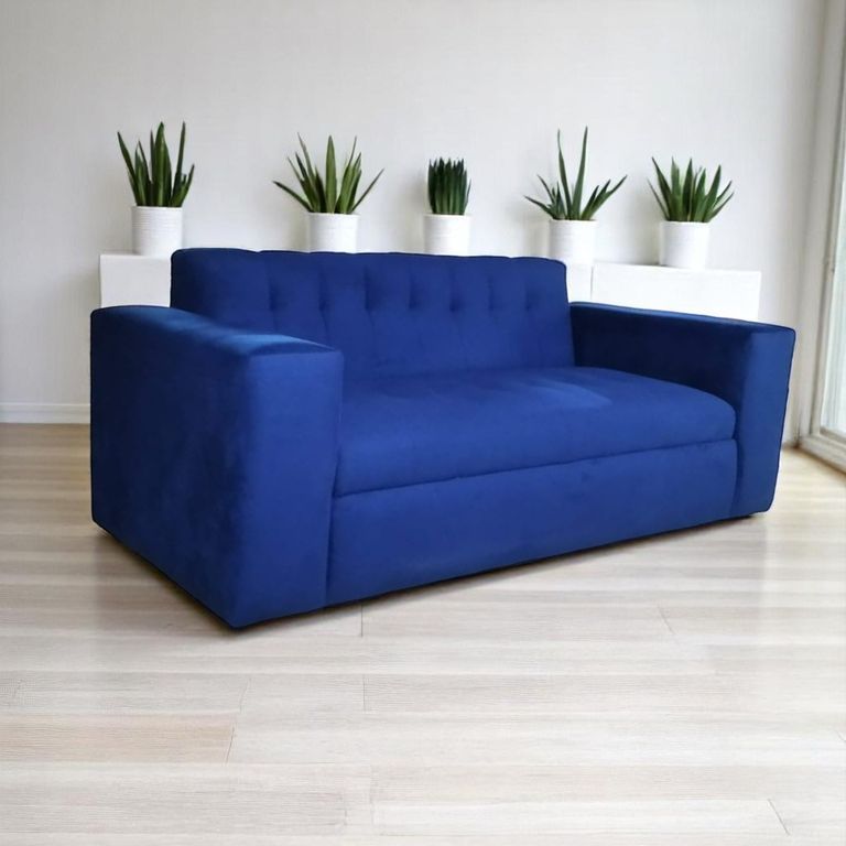 SOFA TRES CUERPOS FELPA AZUL MARINO