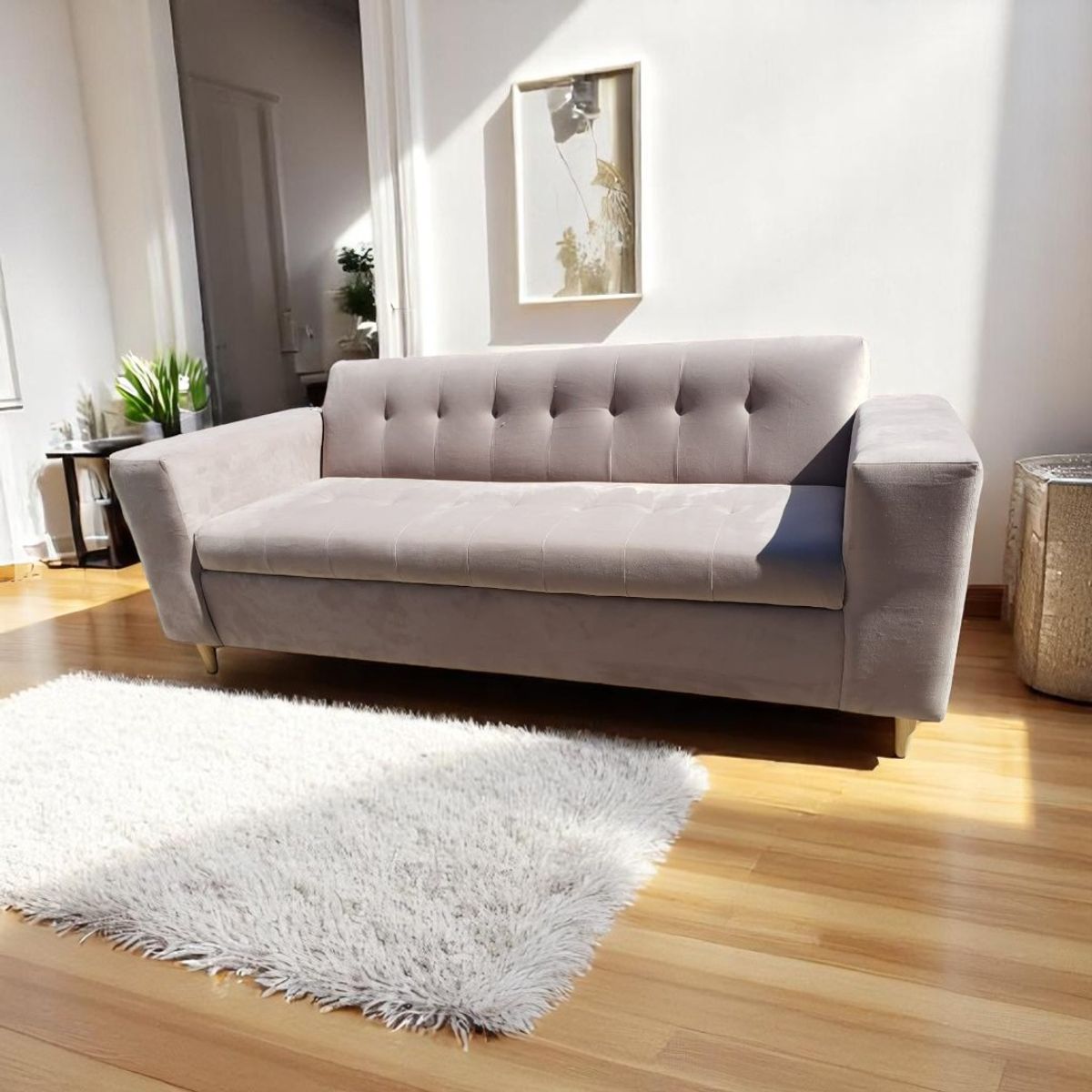 DISEÑOS VALESTRINI - SOFA DOS CUERPOS FELPA BEIGE