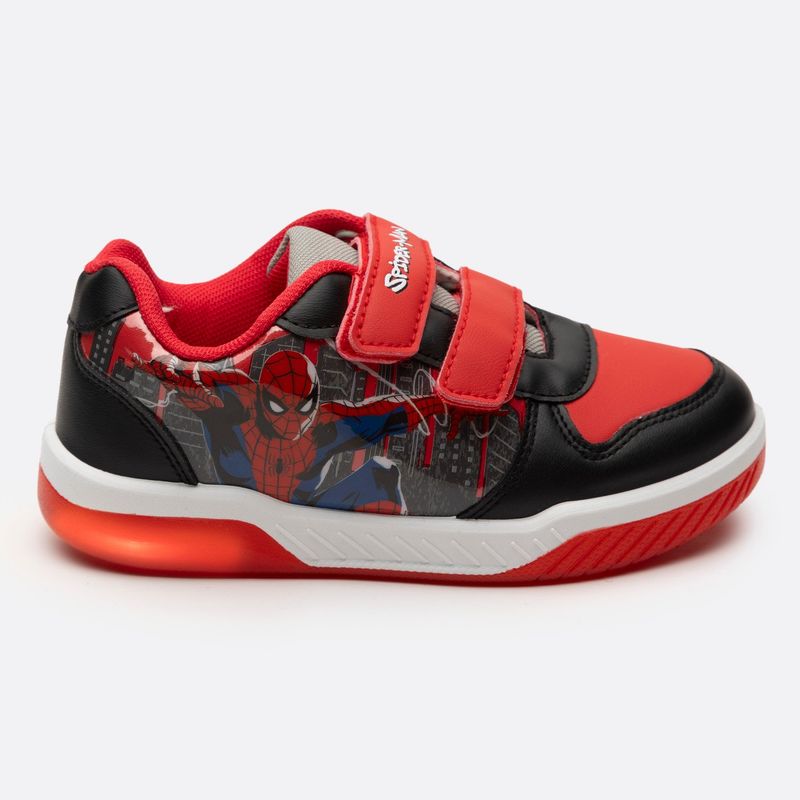 MARVEL - Zapatilla Con Luces Niño Volando Spiderman Negro Marvel