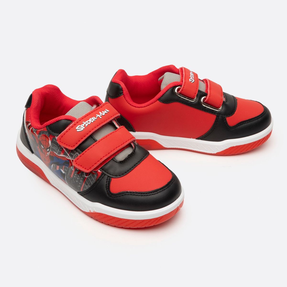 MARVEL - Zapatilla Con Luces Niño Volando Spiderman Negro Marvel