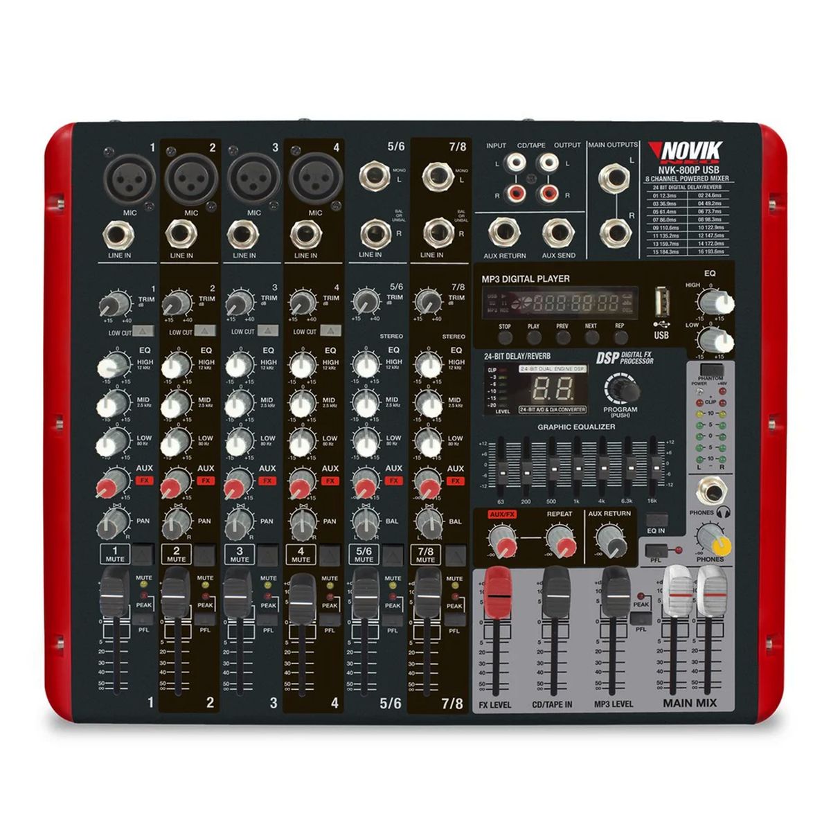 NOVIK NEO - Mezclador Power Mixer Consola Potenciada Novik NVK 800P USB
