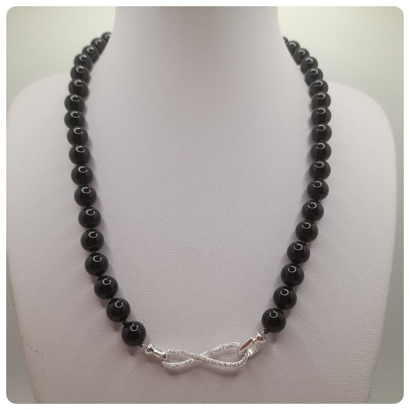 CAT JOYAS - Collar + aros de perlas Swarovski   con broche de plata y circones.