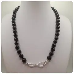 CAT JOYAS - Collar + aros de perlas Swarovski  con broche de plata y circones.