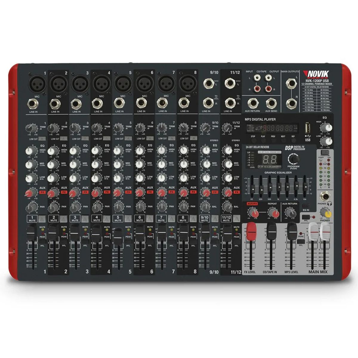 NOVIK NEO - Mezclador Power Mixer Consola Potenciada Novik NVK 1200P USB
