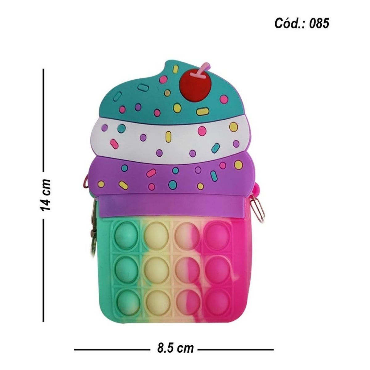 GENERICO - Cartera De Pop It Juguetes Antiestres Infantil Colores 14x85cm - Violeta - 14