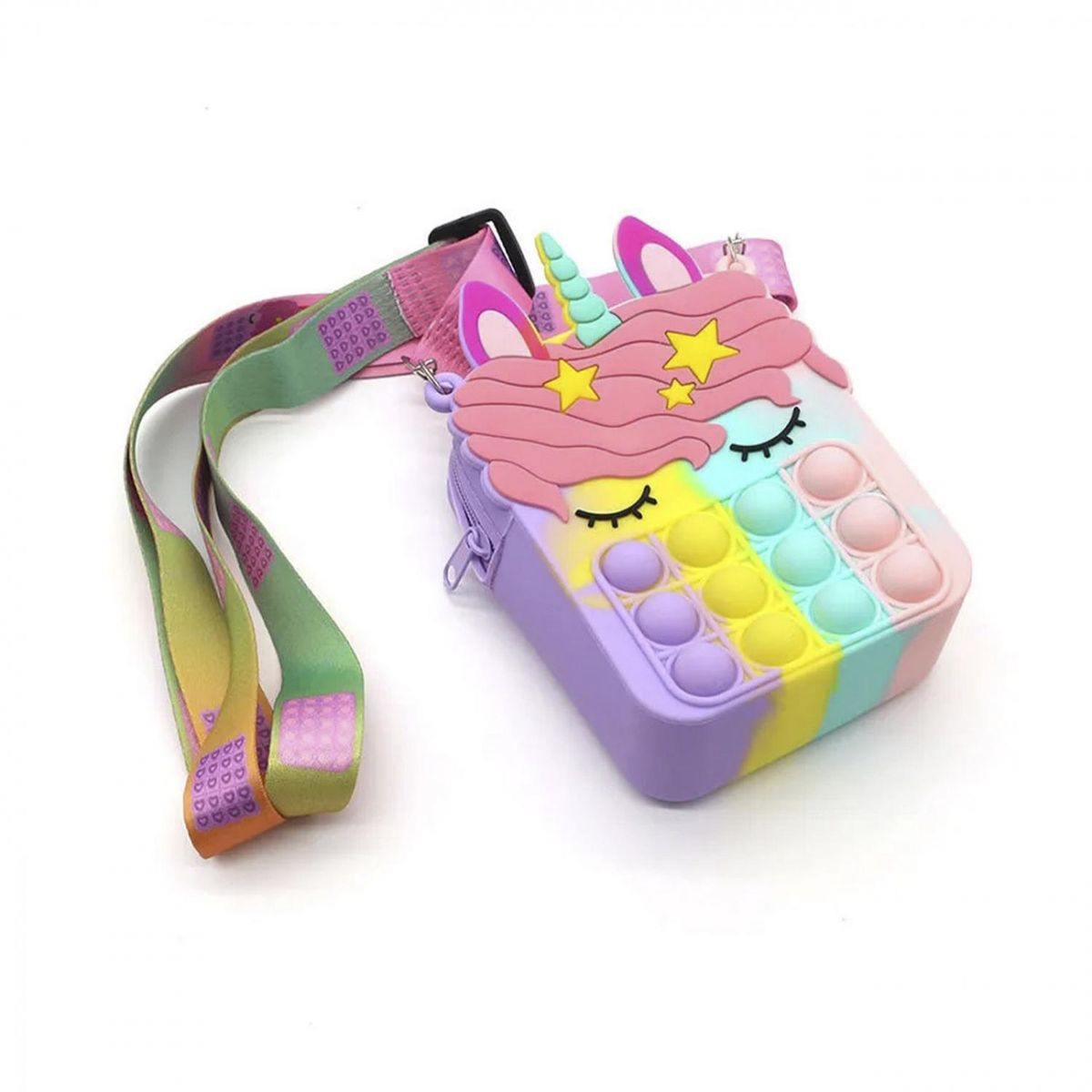 GENERICO - Cartera De Pop It Juguetes Antiestres Infantil Colores 14x85cm - Violeta - 14