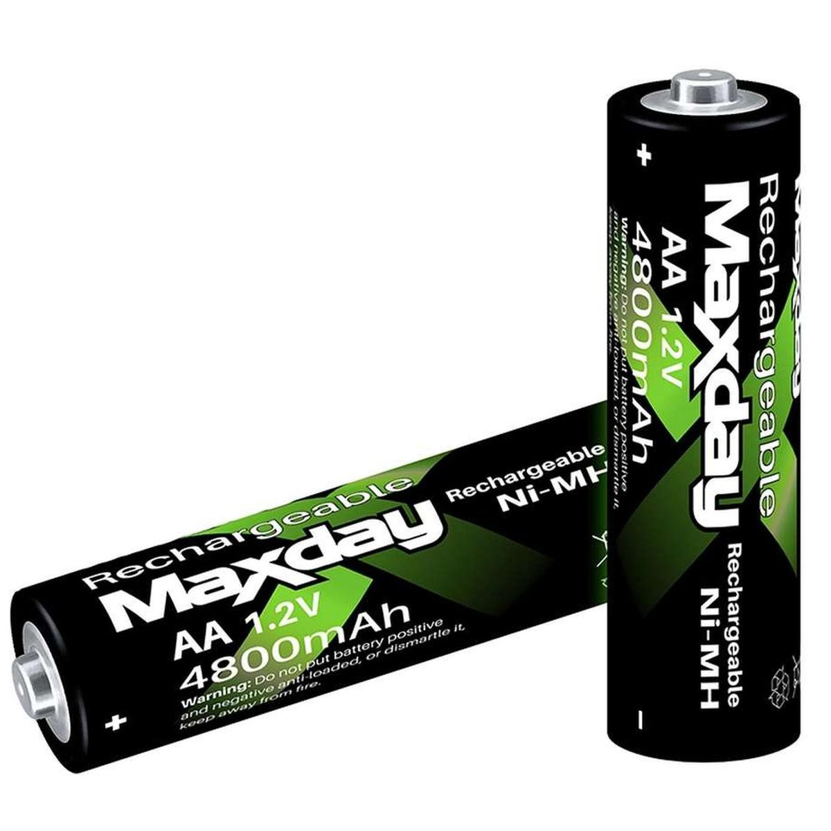 GEN - Pack De 2 Pilas Recargables Maxday Aa 4800mah - Negro