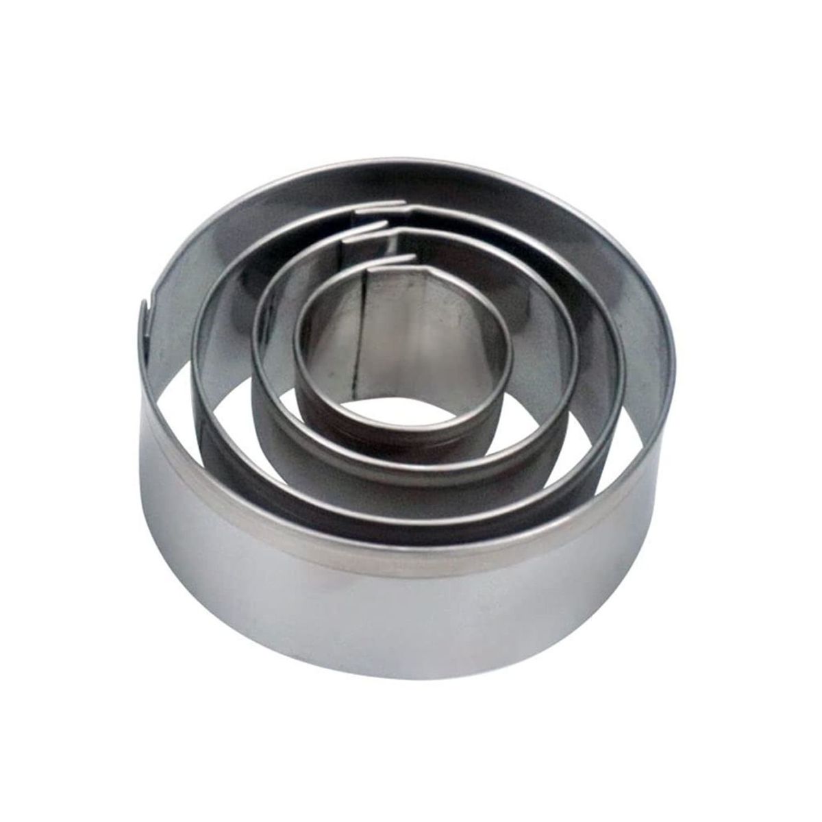 GENERICO - Set 5 Moldes Cortadores Acero Redondos Plateados Repostería