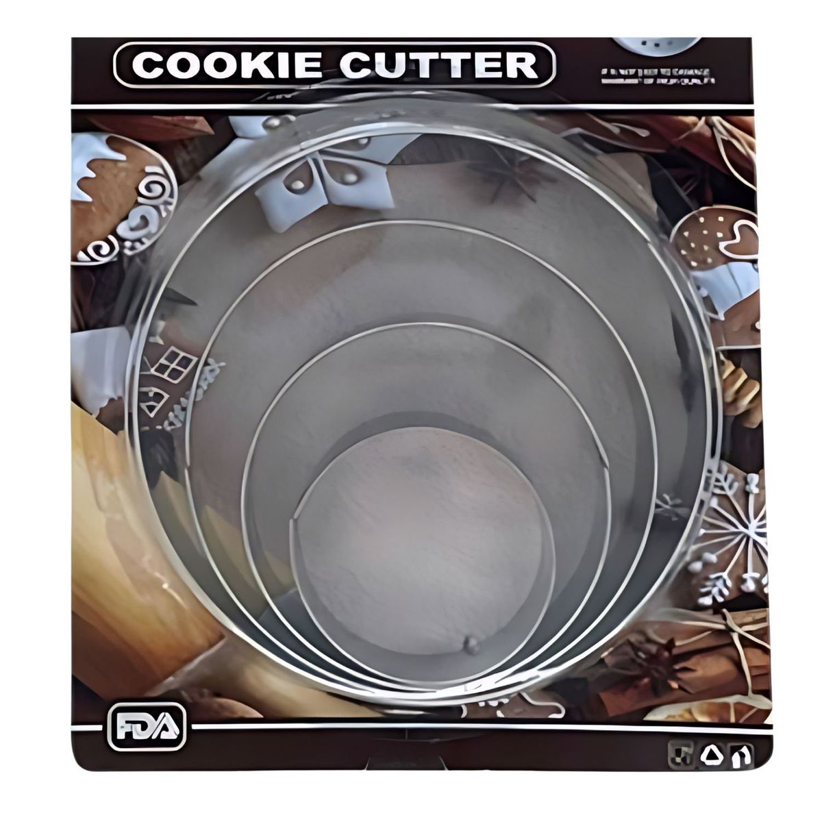 GENERICO - Set 5 Moldes Cortadores Acero Redondos Plateados Repostería