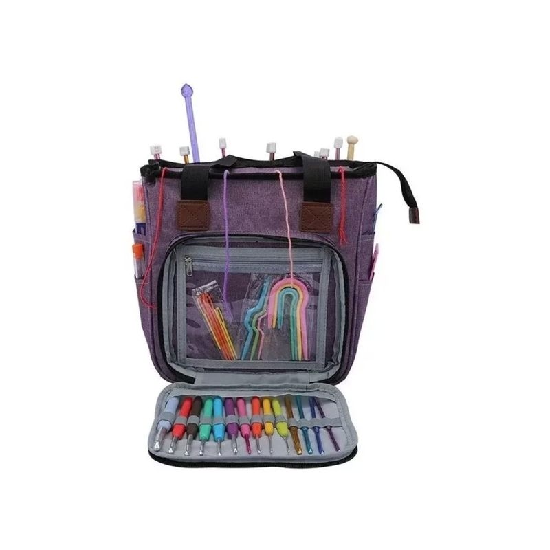 GENERICO - Bolso Porta Tejido Lana Palillos Crochet
