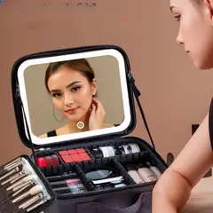 GENERICO - Maleta Organizadora Maquillaje Espejo Luz LED