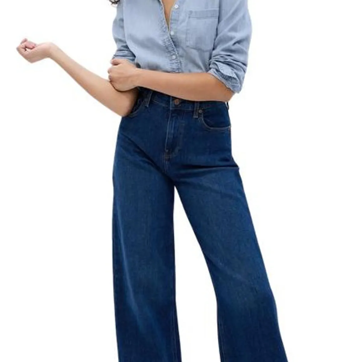GAP - Blusa Mujer Gap Denim Manga Larga Azul