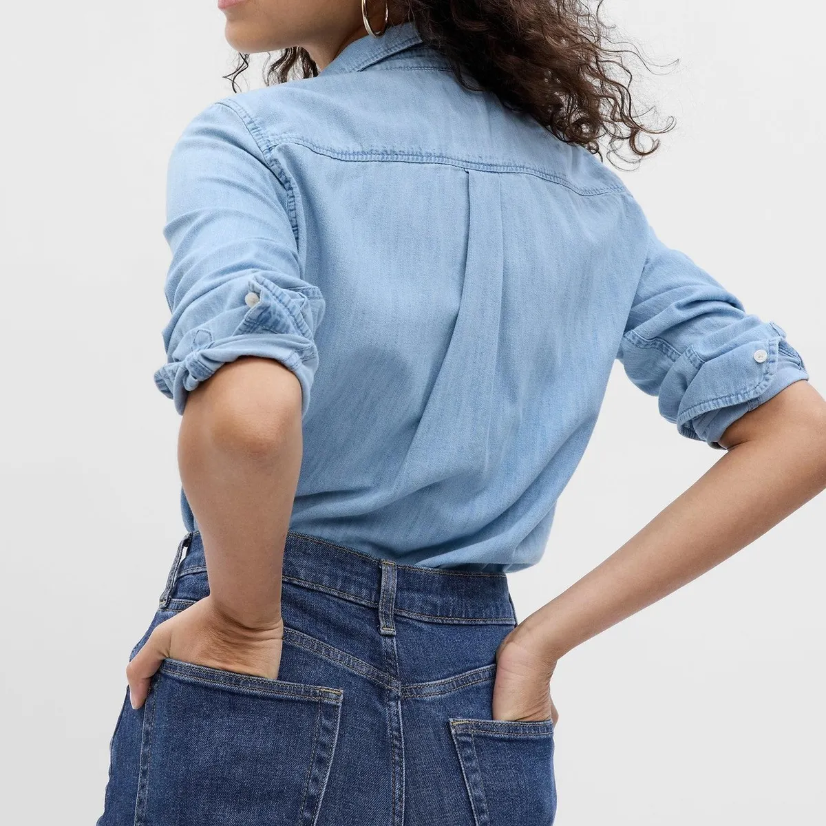 GAP - Blusa Mujer Gap Denim Manga Larga Azul