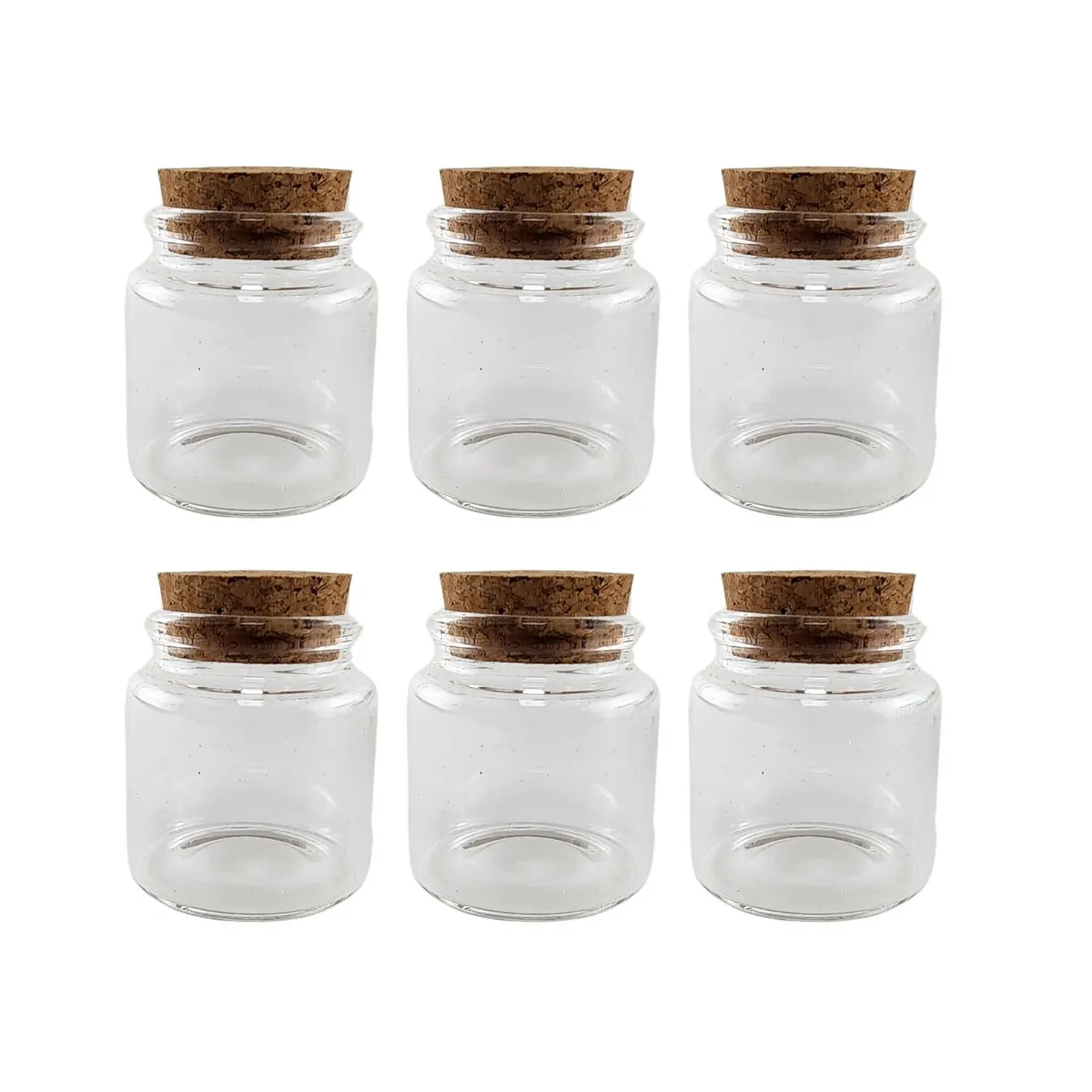 GENERICO - Set de 6 Frascos de Vidrio con Tapón de Corcho 5,5x4,5cm