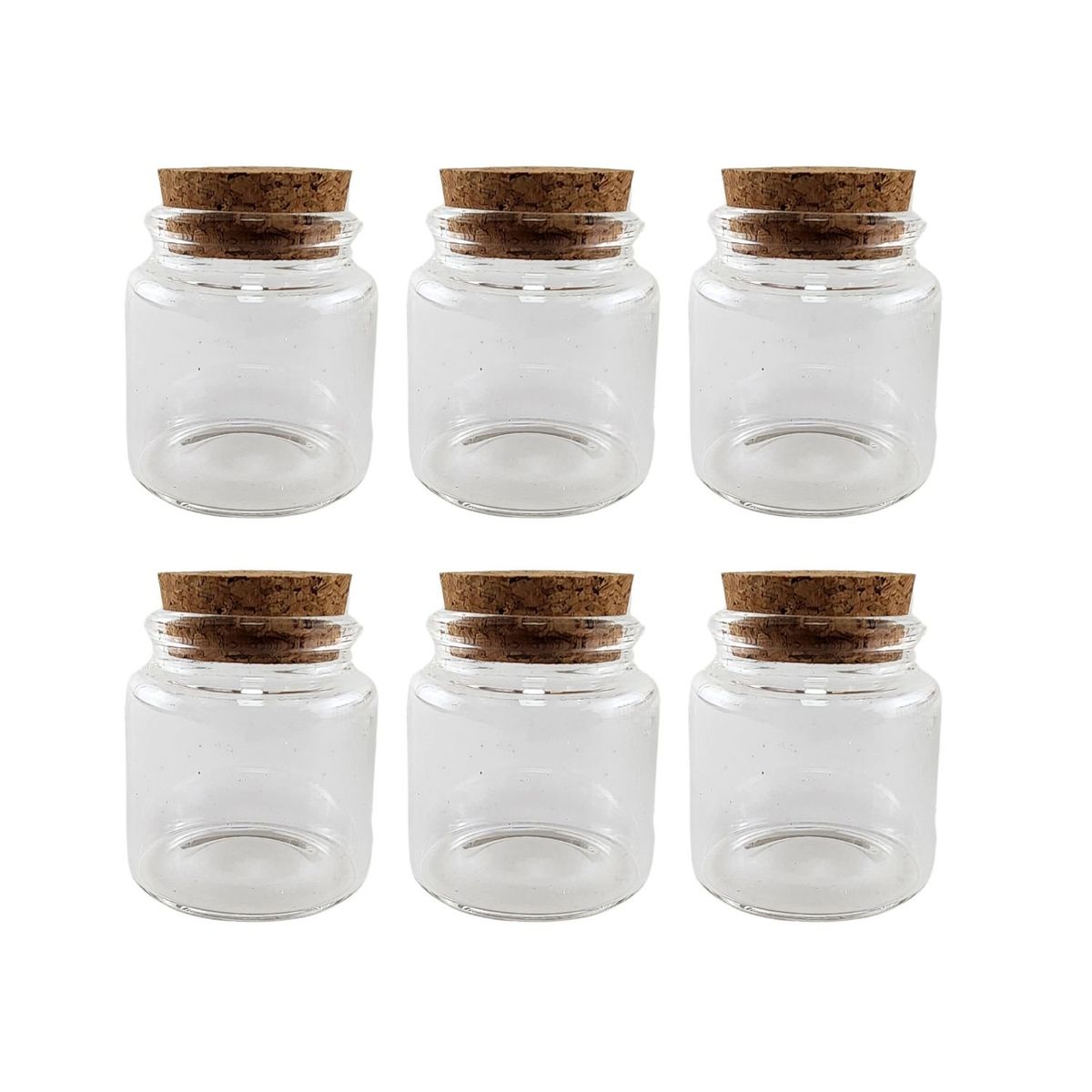 GENERICO - Set de 6 Frascos de Vidrio con Tapón de Corcho 5,5x4,5cm