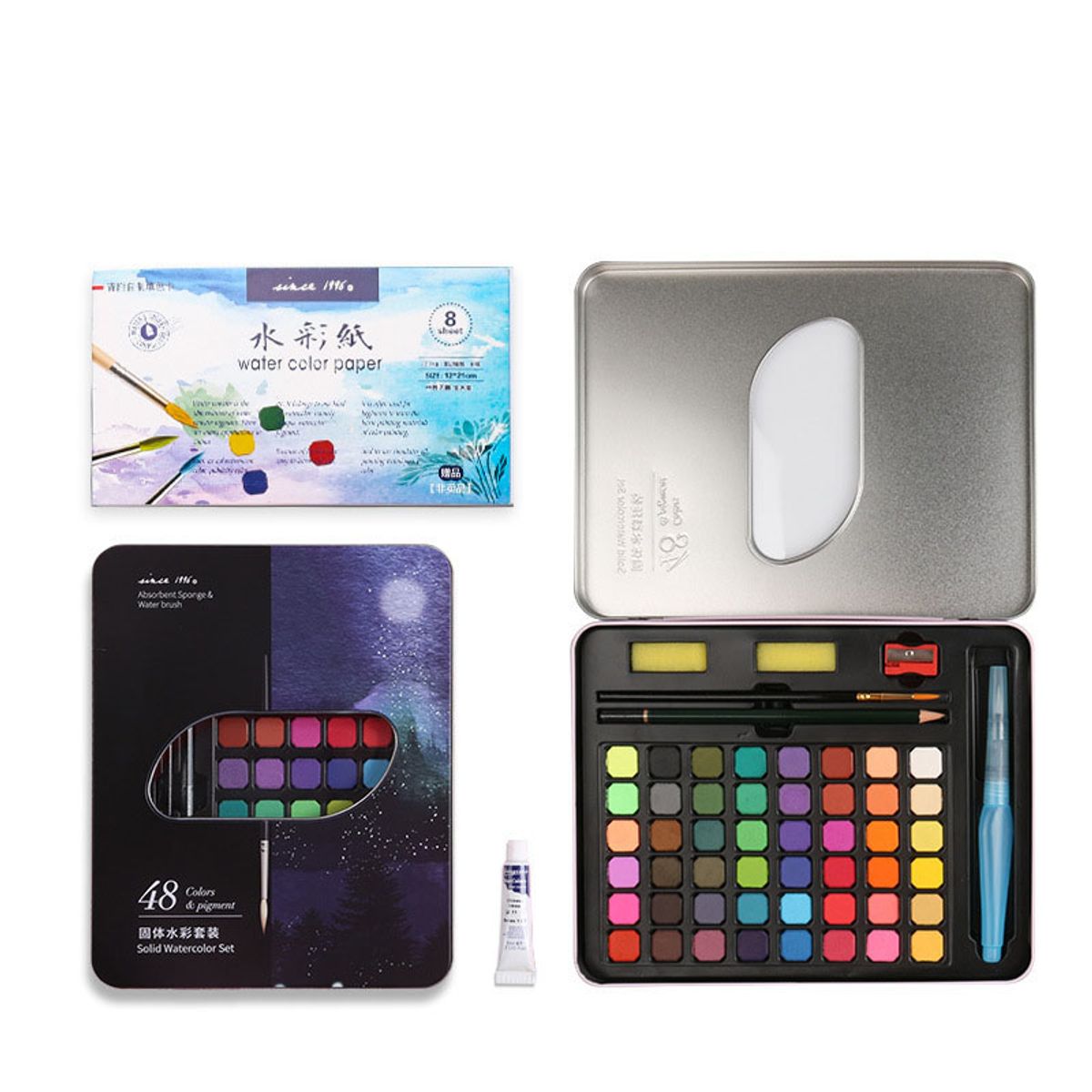 ATURE - Kit De Acuarela En Pastilla Profesional 48 Colores Giorgione