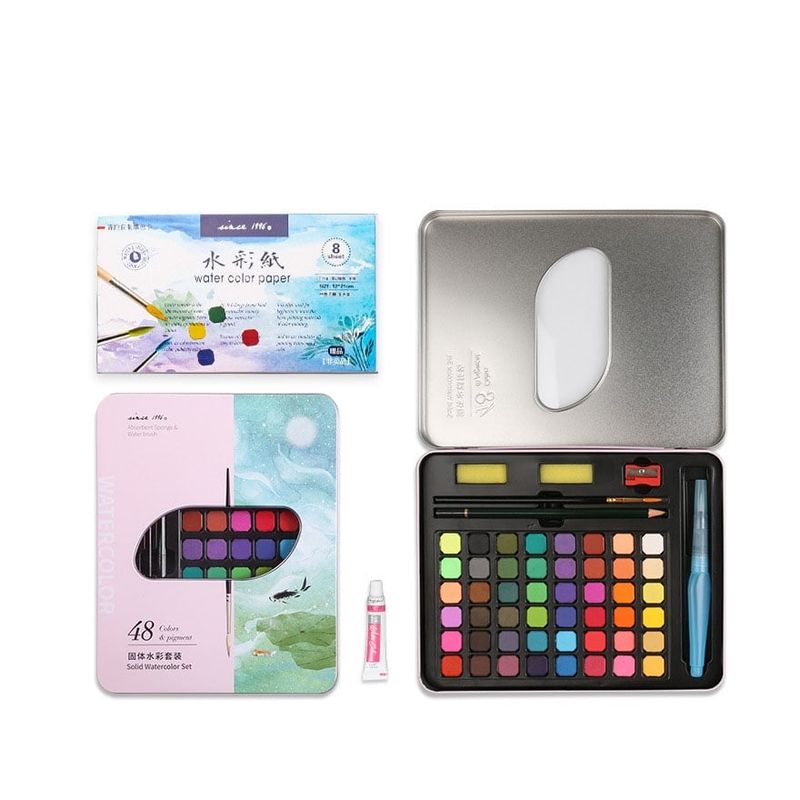 GENERICO - Kit De Acuarela En Pastilla Profesional 48 Colores Giorgione