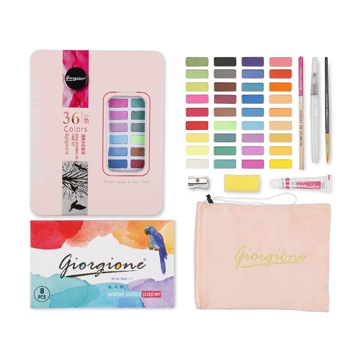 ATURE - Kit De Acuarela En Pastilla Profesional 48 Colores Giorgione