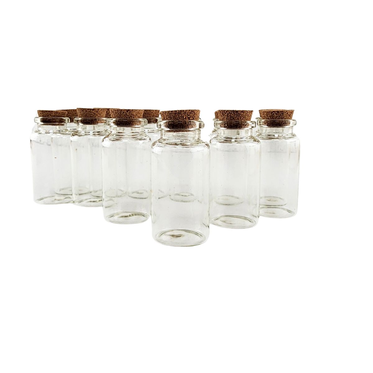 GENERICO - Set de 12 Frascos de Vidrio con Tapón de Corcho 3x6,5cm