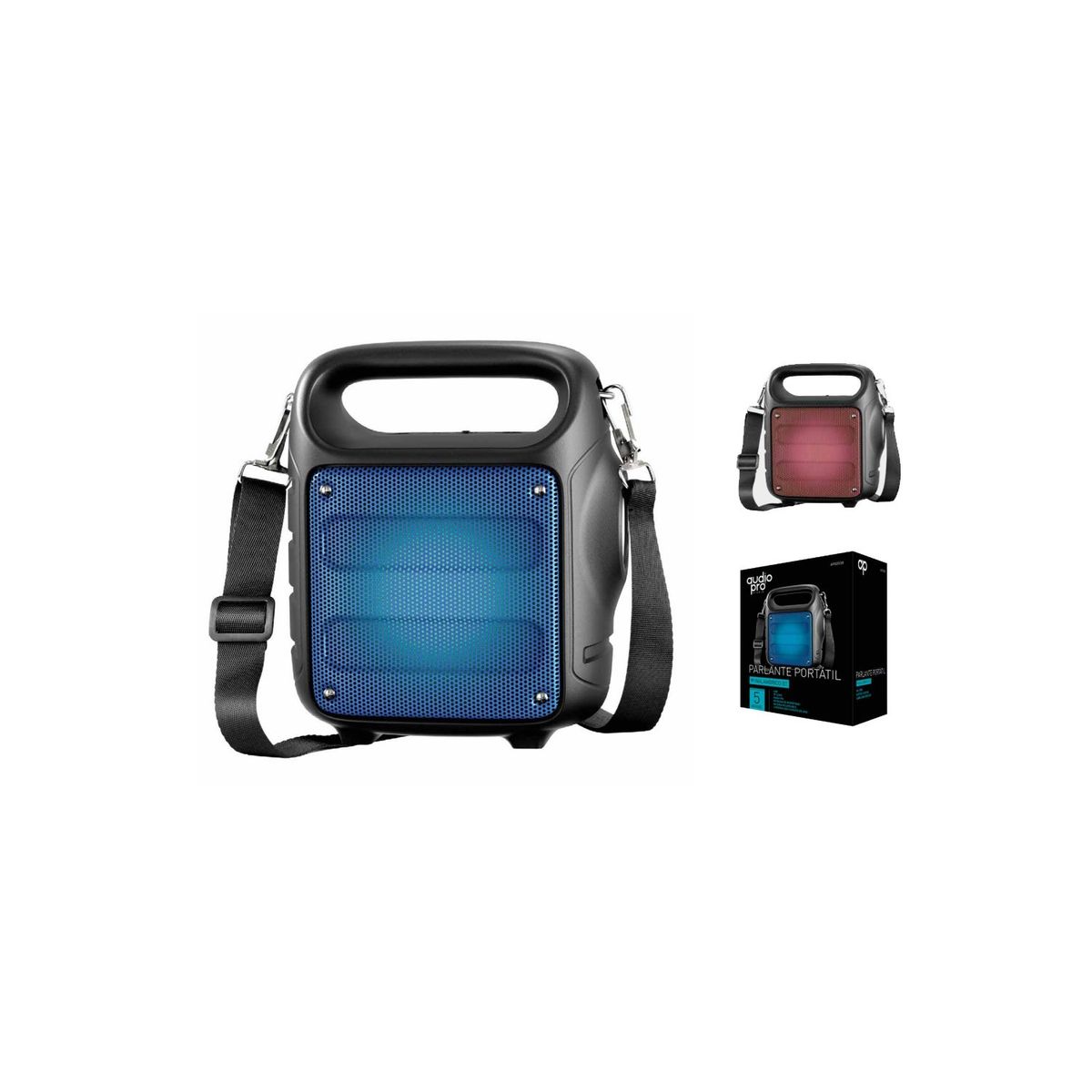 AUDIOPRO - Parlante Bluetooth Con Iluminación Rojo 5w Rms Portátil - SC