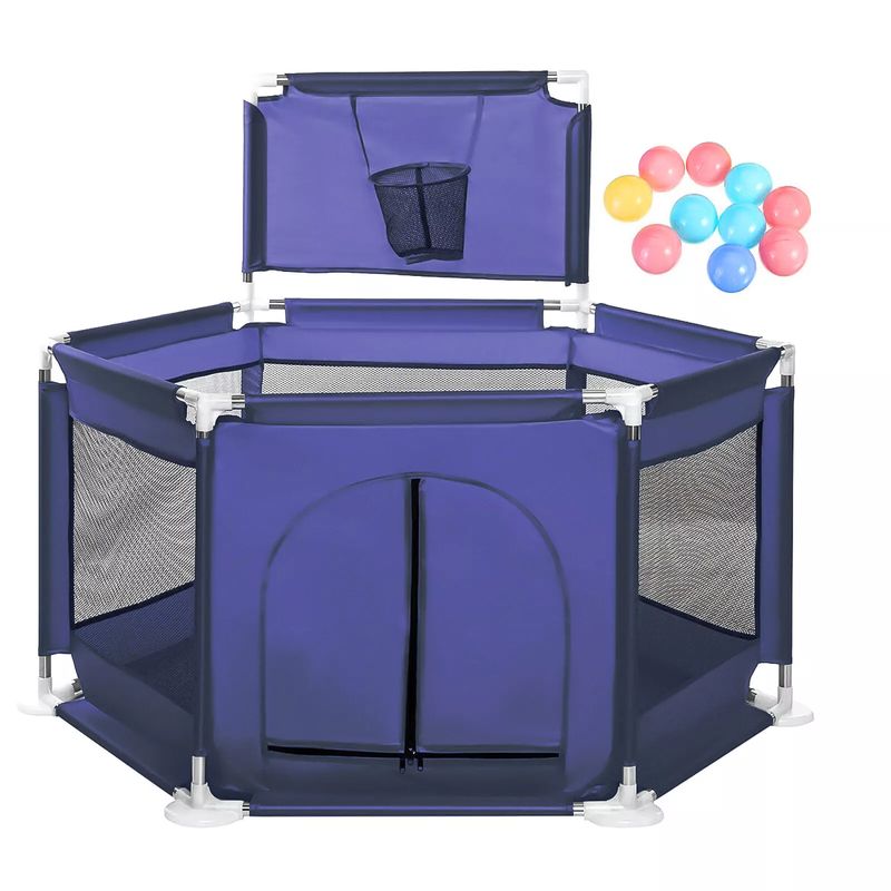 GENERICO - Corral Seguridad Niños Hexagonal Con Aro De Basket