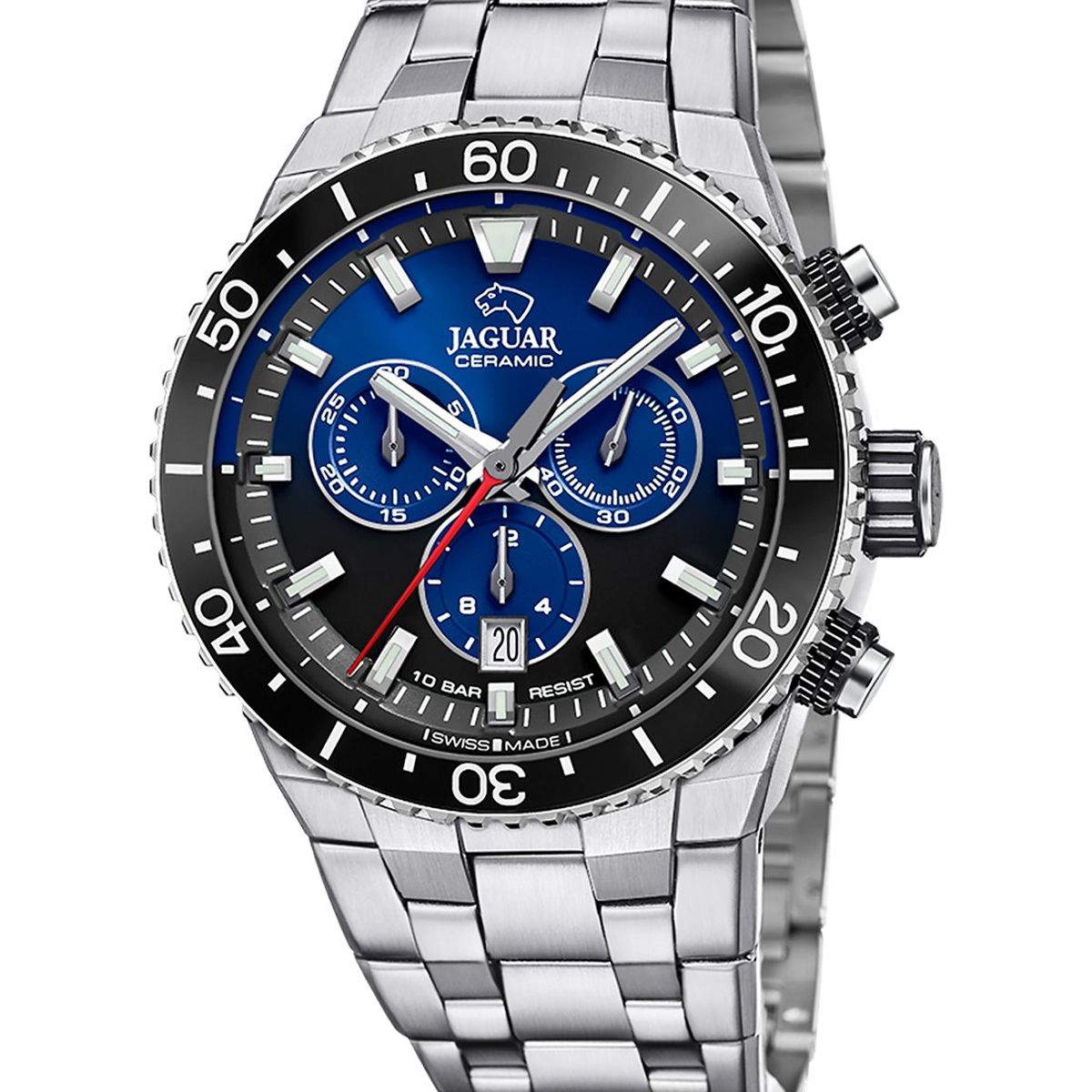 JAGUAR - Reloj J1022/5 Jaguar Swiss Plateado Hombre Ceramic