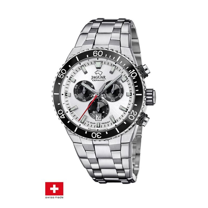 JAGUAR - Reloj J1022/1 Jaguar Swiss Plateado Hombre Ceramic