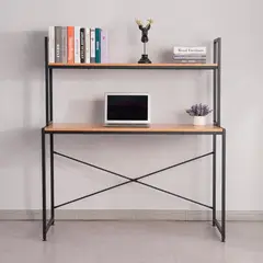 SPAZZIO - Escritorio Iron Line con repisa 1 posición natural 120x48x135 cm