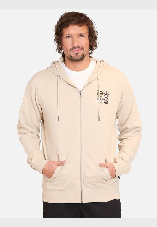 Poleron FZ Flower Budz Full Zip Café Hombre Volcom.