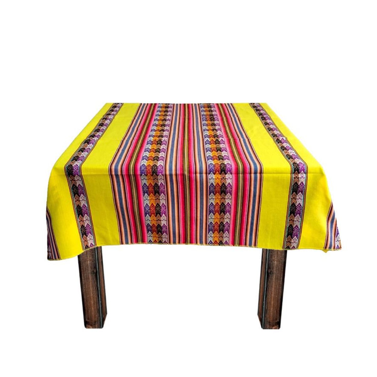 GENERICO - Manta Mantel Con Lineas Aguayo Andino 1.20 X 1.10 Cm Amarillo