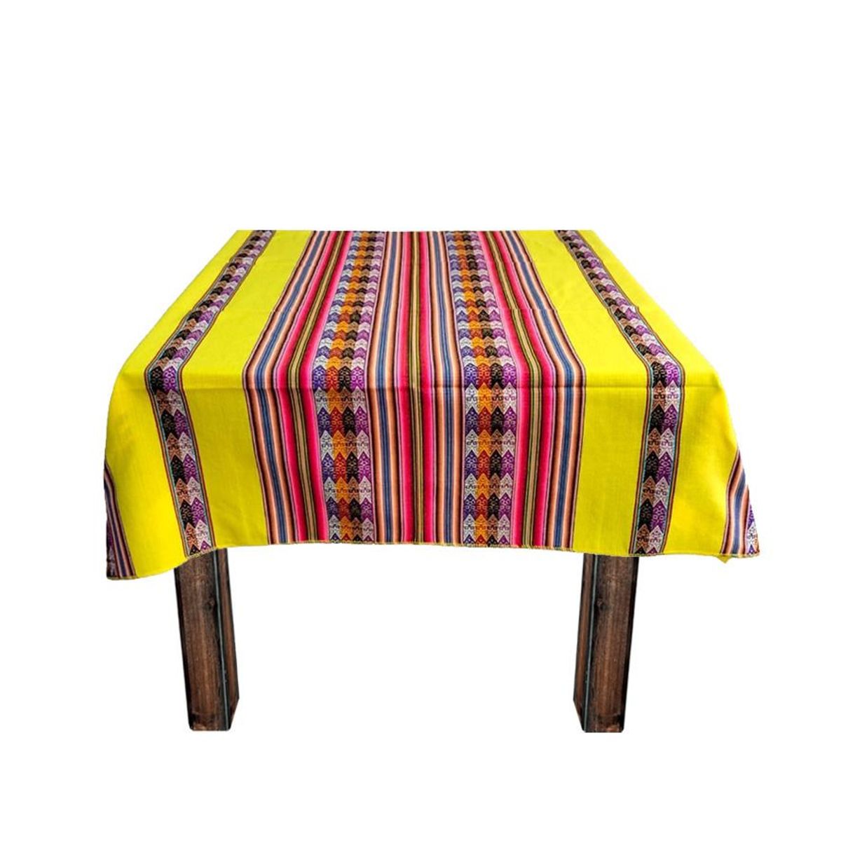 GENERICO - Manta Mantel Con Lineas Aguayo Andino 1.20 X 1.10 Cm Amarillo