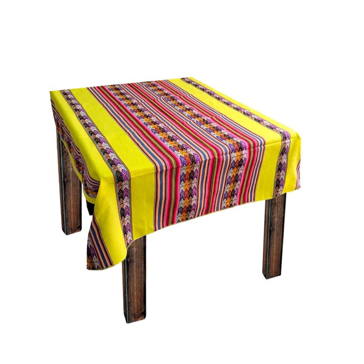 GENERICO - Manta Mantel Con Lineas Aguayo Andino 1.20 X 1.10 Cm Amarillo