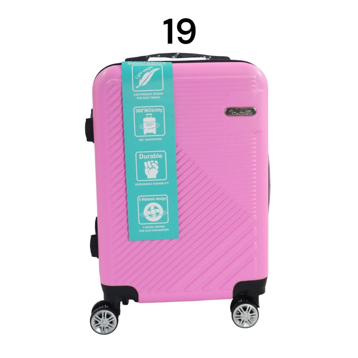 DINASTELLA - Maleta de Viaje Ruedas 360 y candado 19L Rigida ABS Danicolle Rosada