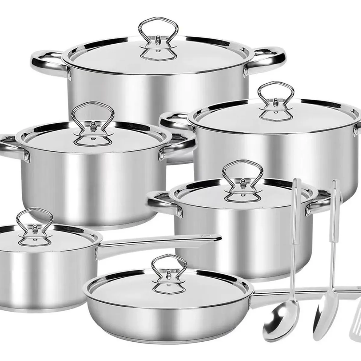IMPORTCLICK - Juego Batería 15 Piezas Cocina Acero Inoxidable Plateado IMPORTCLICK