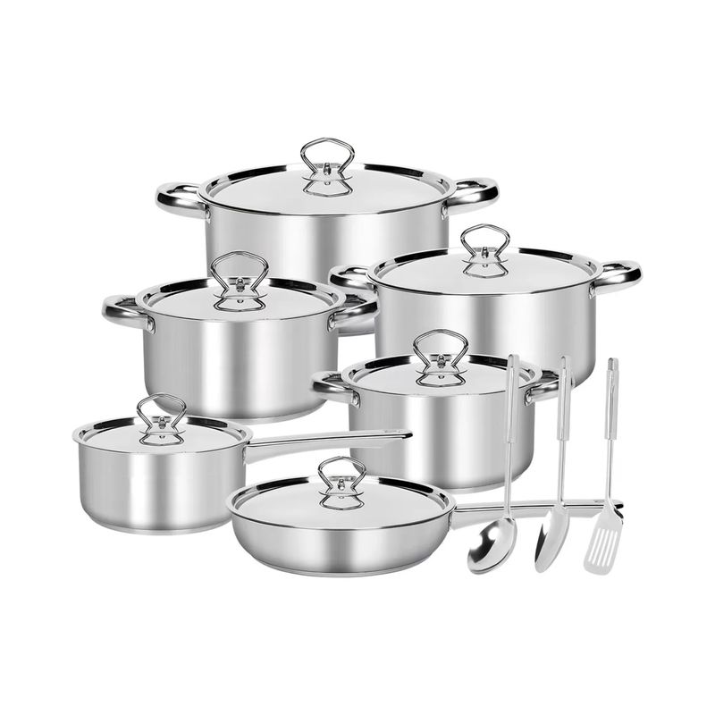 IMPORTCLICK - Juego Batería 15 Piezas Cocina Acero Inoxidable Plateado IMPORTCLICK
