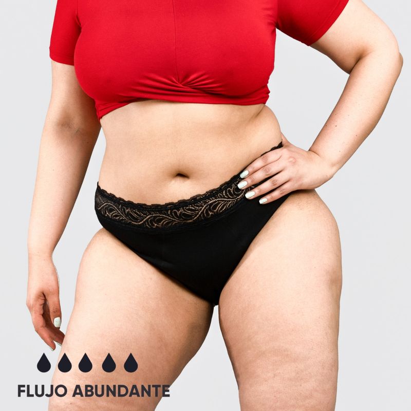 BLOODY GREEN - Calzón Menstrual High Waist Flujo Abundante Negro