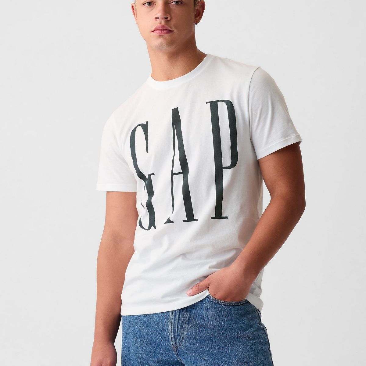 GAP - Polera Hombre Logo Manga Corta Blanco Gap