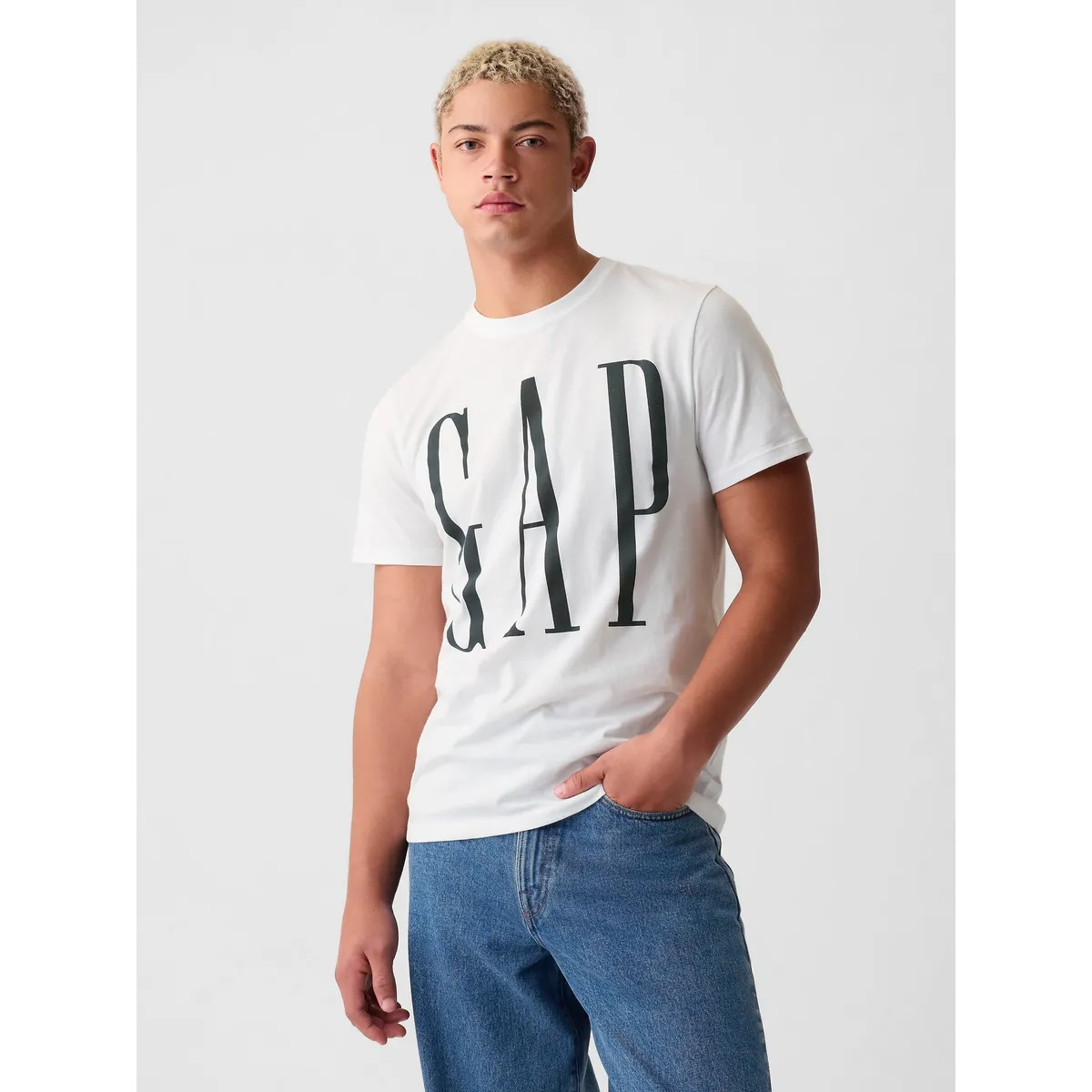 GAP - Polera Hombre Logo Manga Corta Blanco Gap